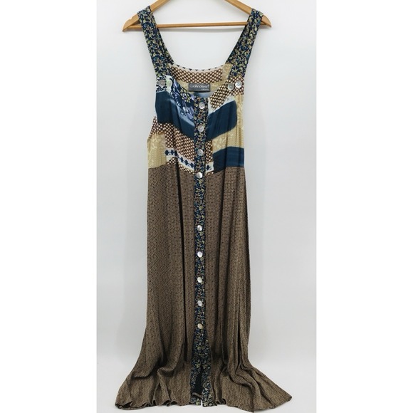 VTG Carol Anderson Sleeveless Patchwork Cottagecore Festival XL Maxi Dress EE57 - Picture 3 of 10